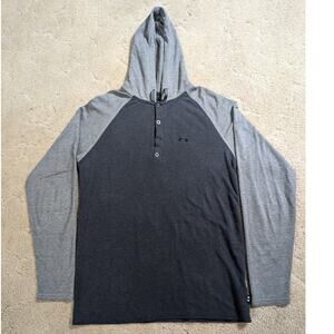 VTG Oakley Men's Small Lightweight Hoodie Sweatshirt Button Two Toned Blue Y2K‎
